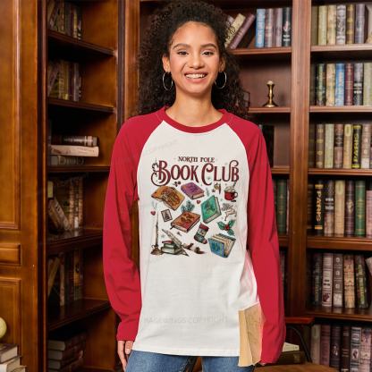 Pagewings SJM Book Club Christmas Long Sleeve Raglan T-shirt
