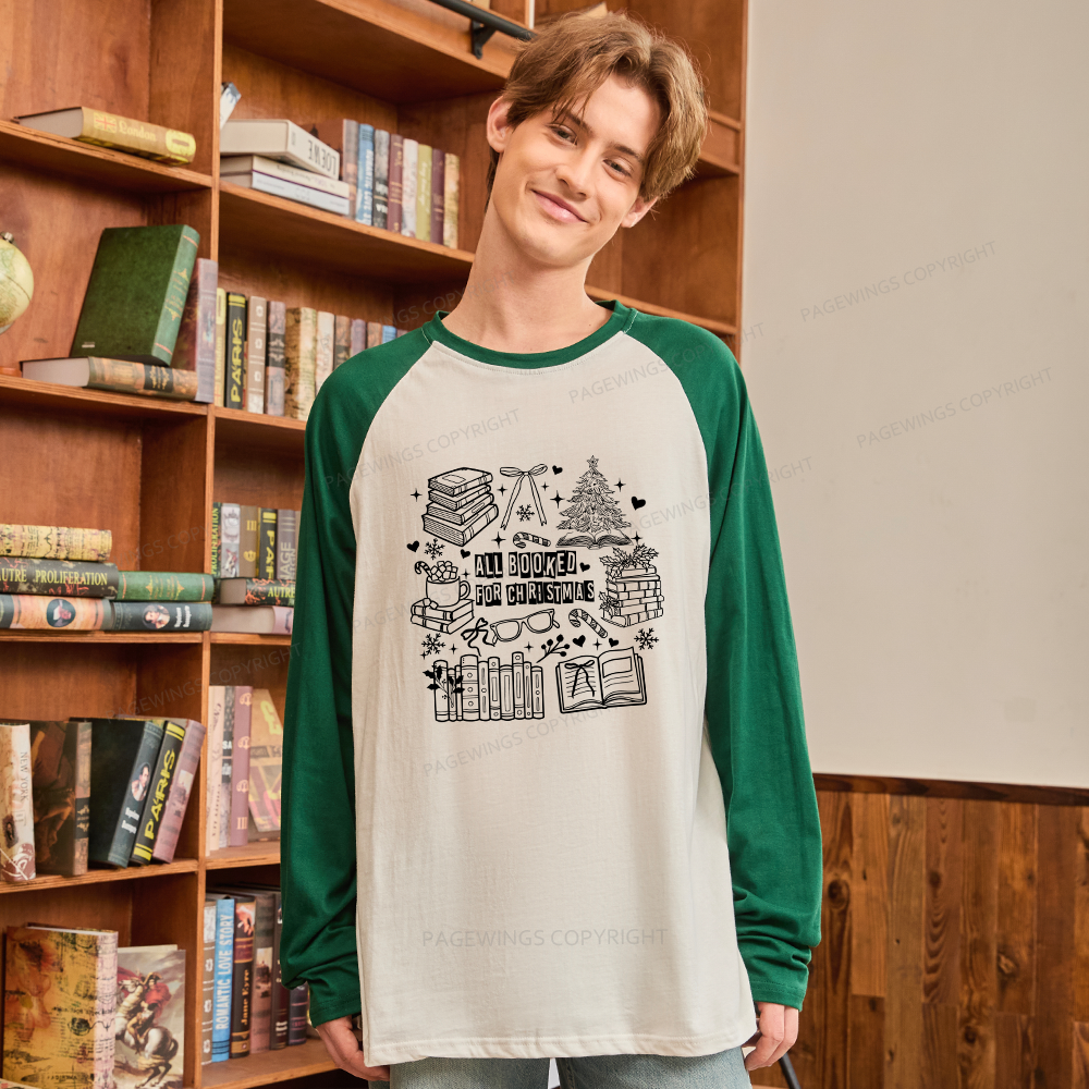Pagewings All Booked For Christmas Long Sleeve Raglan T-shirt