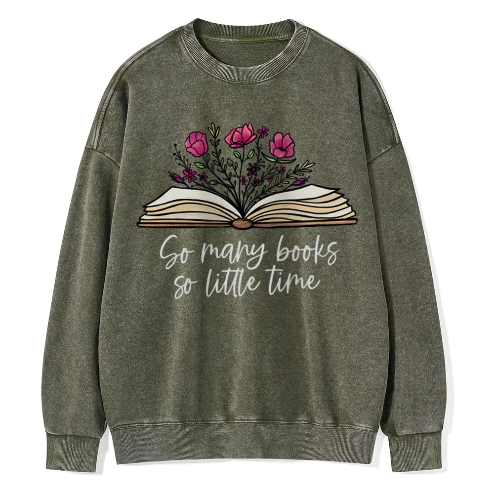 Pagewings So Many Books So Little Time Unisex Washed Sweatshirt