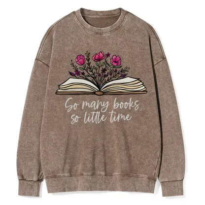 Pagewings So Many Books So Little Time Unisex Washed Sweatshirt