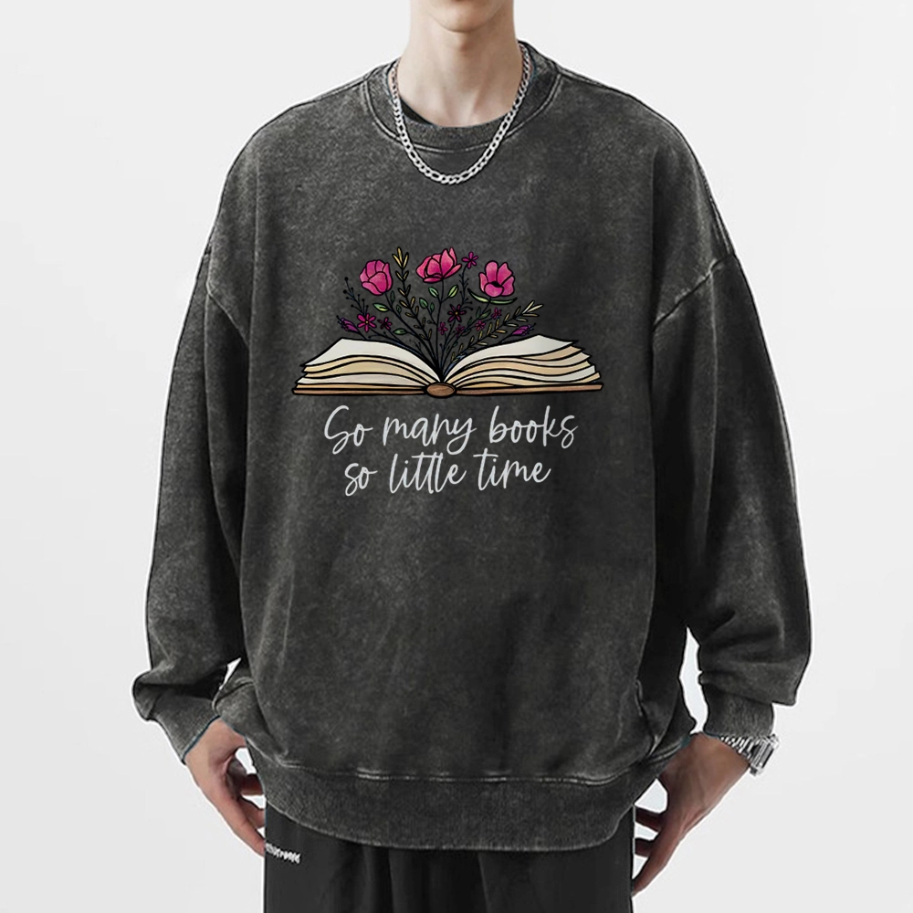 Pagewings So Many Books So Little Time Unisex Washed Sweatshirt