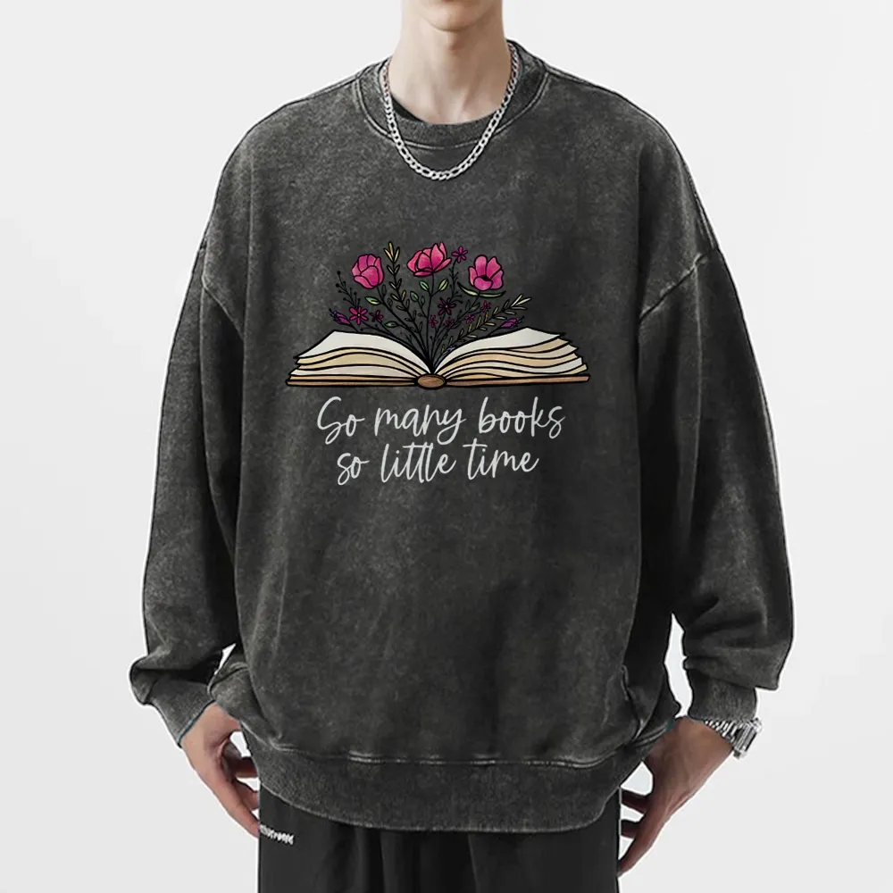 Pagewings So Many Books So Little Time Unisex Washed Sweatshirt