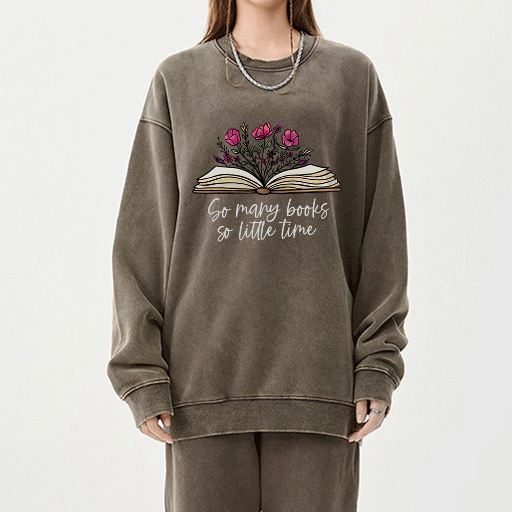 Pagewings So Many Books So Little Time Unisex Washed Sweatshirt