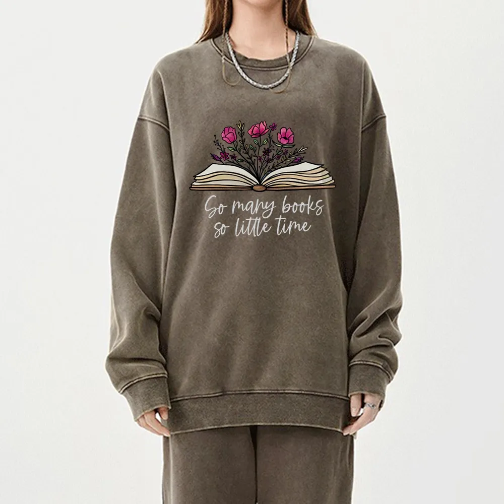 Pagewings So Many Books So Little Time Unisex Washed Sweatshirt