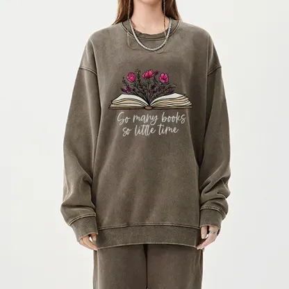 Pagewings So Many Books So Little Time Unisex Washed Sweatshirt