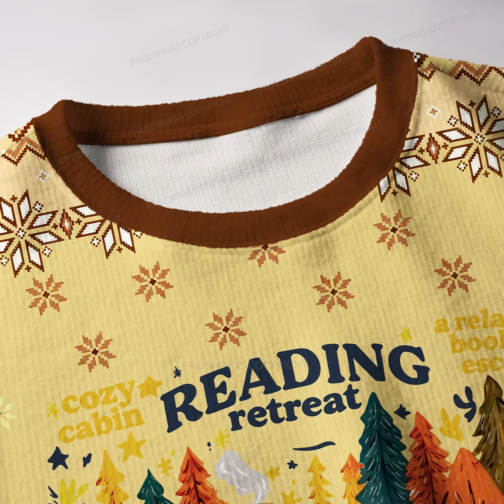 Pagewings Cozy Reading Retreat Unisex Ugly Knit Sweatshirt