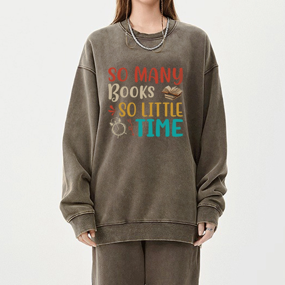 Pagewings So Many Books So Little Time Unisex Washed Sweatshirt