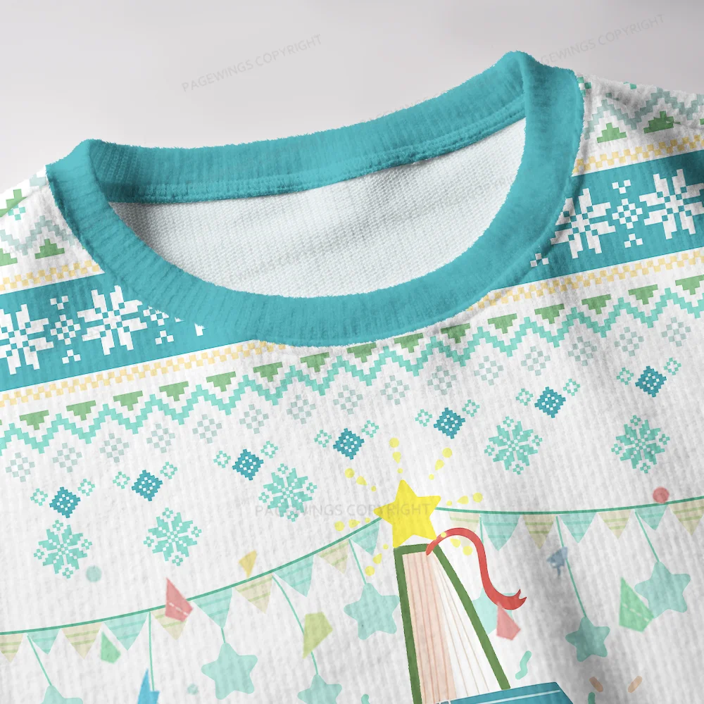 Pagewings Christmas Book Tree Unisex Ugly Knit Sweatshirt