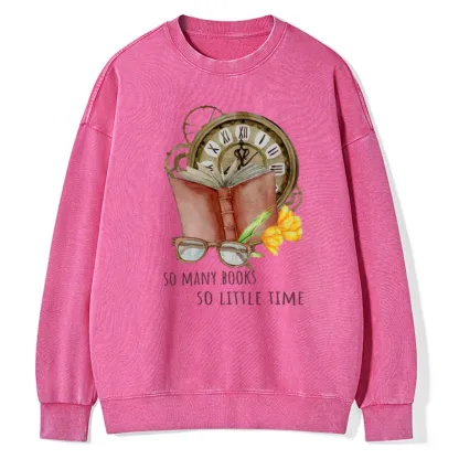 Pagewings So Many Books So Little Time Unisex Washed Sweatshirt