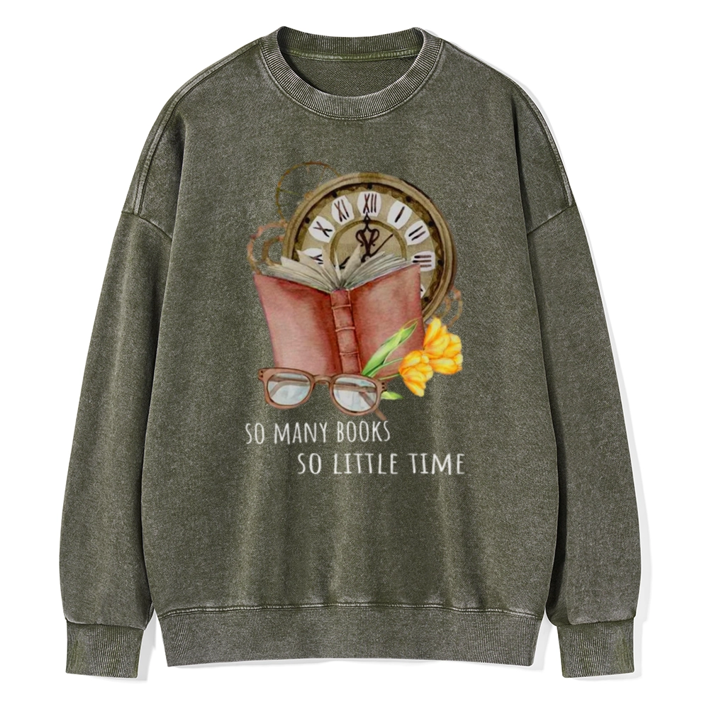 Pagewings So Many Books So Little Time Unisex Washed Sweatshirt