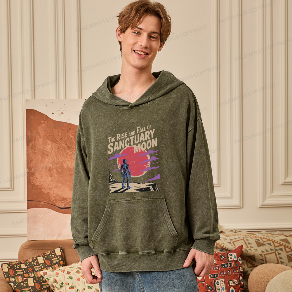 Pagewings The Rise And Fall Of Sanctuary Moon Unisex Washed Hoodie