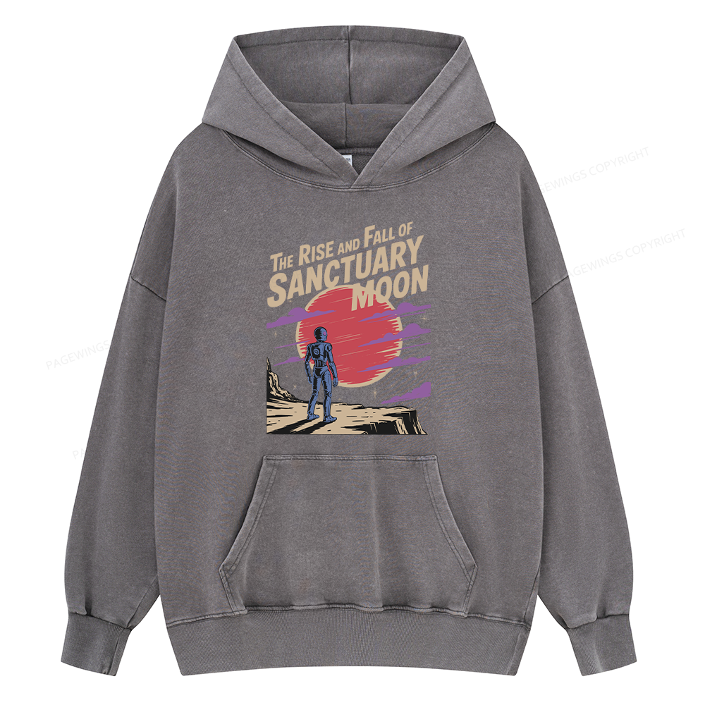 Pagewings The Rise And Fall Of Sanctuary Moon Unisex Washed Hoodie