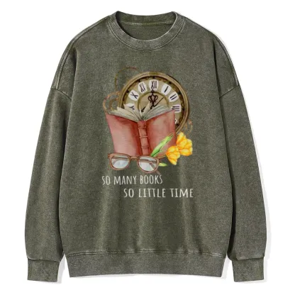 Pagewings So Many Books So Little Time Unisex Washed Sweatshirt
