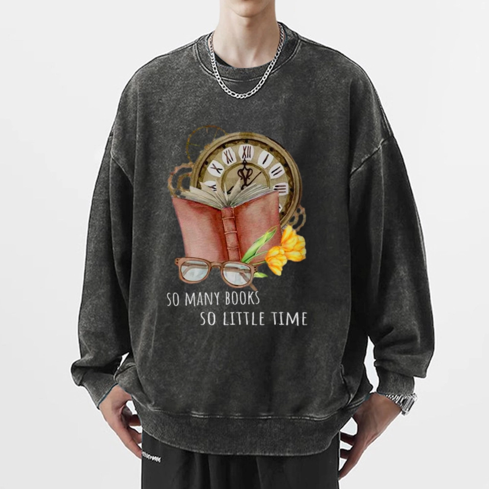 Pagewings So Many Books So Little Time Unisex Washed Sweatshirt