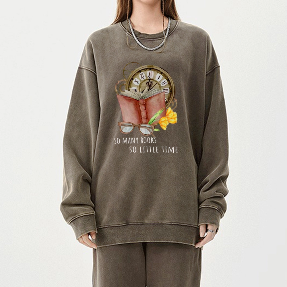 Pagewings So Many Books So Little Time Unisex Washed Sweatshirt