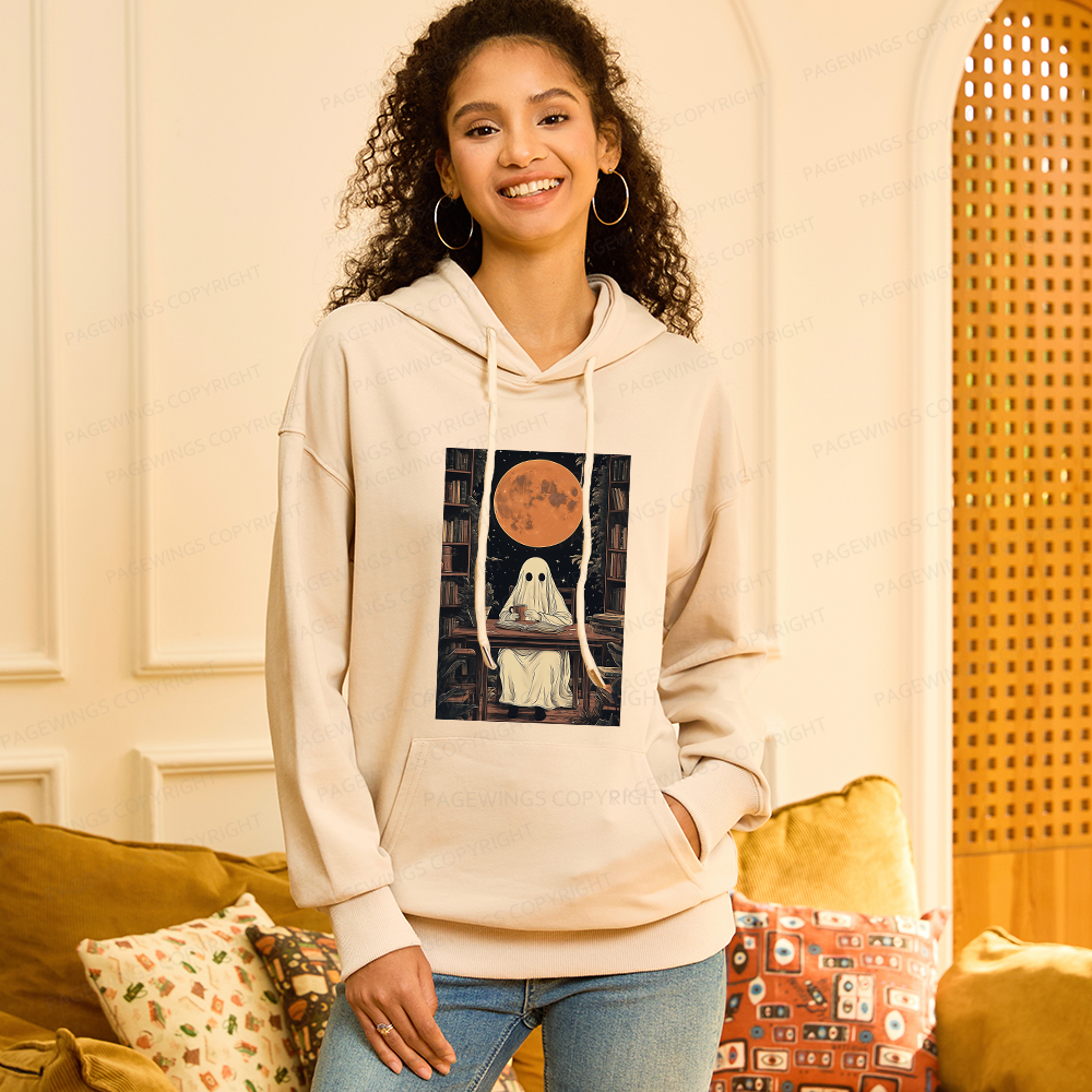 Pagewings Halloween Ghost Books Coffee Unisex Classic Hoodie
