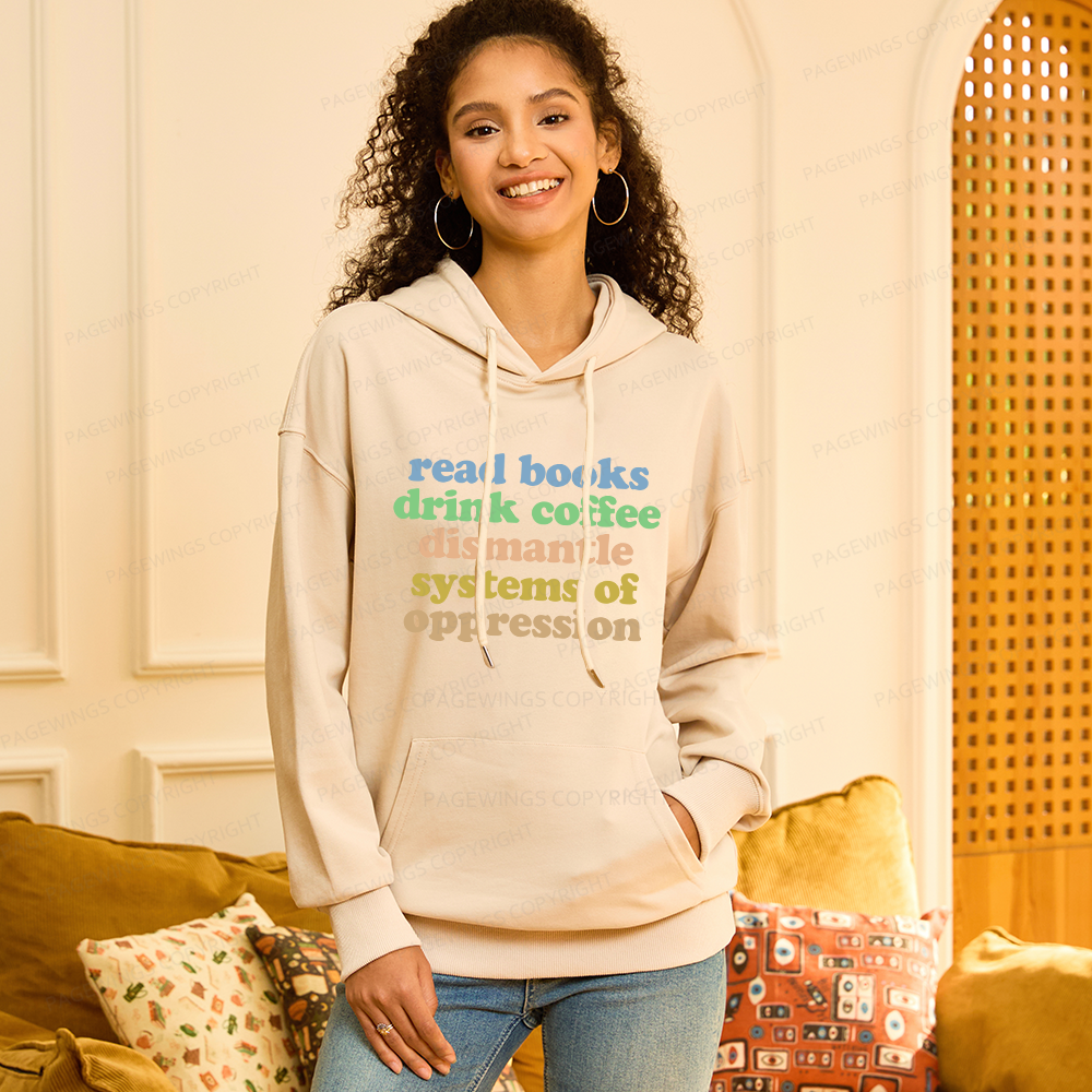 Pagewings Read Books Drink Coffee Dismantle Systems Unisex Classic Hoodie