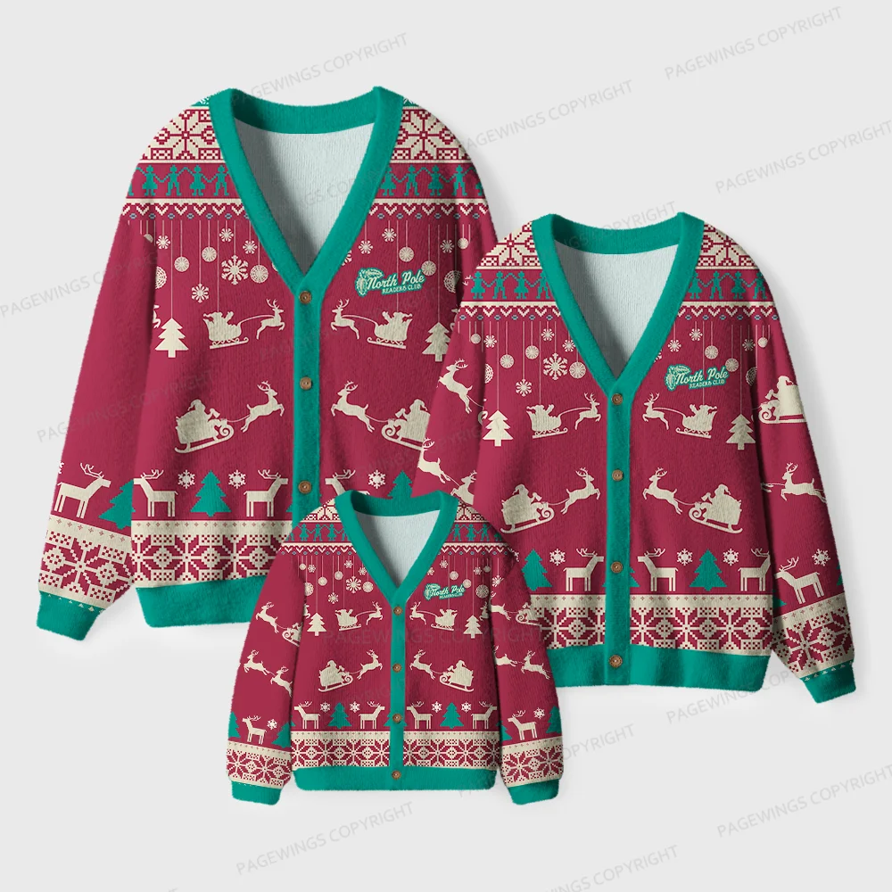 Pagewings Christmas Cozy Reading Unisex Ugly Cardigan Sweaters