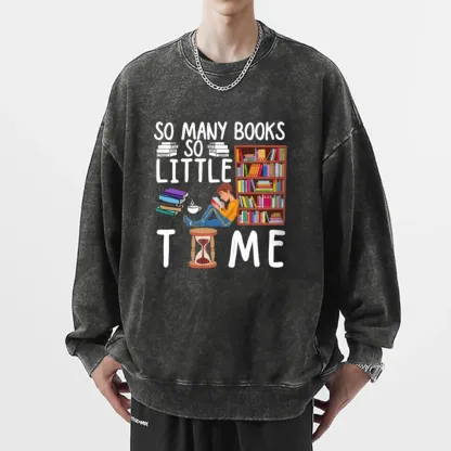 Pagewings So Many Books So Little Time Unisex Washed Sweatshirt