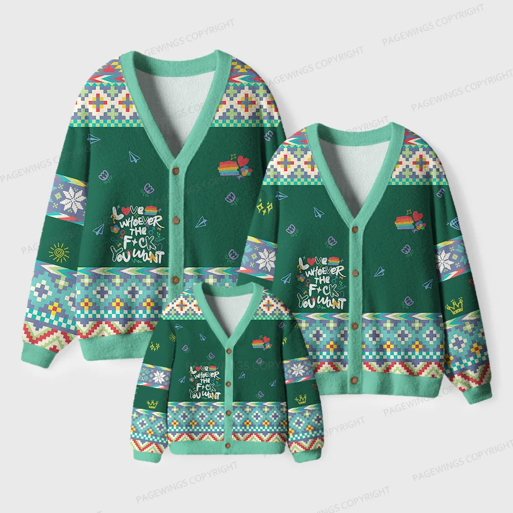 Pagewings Love Whoever The F**k You Want Unisex Ugly Cardigan Sweaters