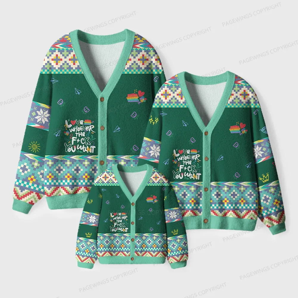 Pagewings Love Whoever The F**k You Want Unisex Ugly Cardigan Sweaters