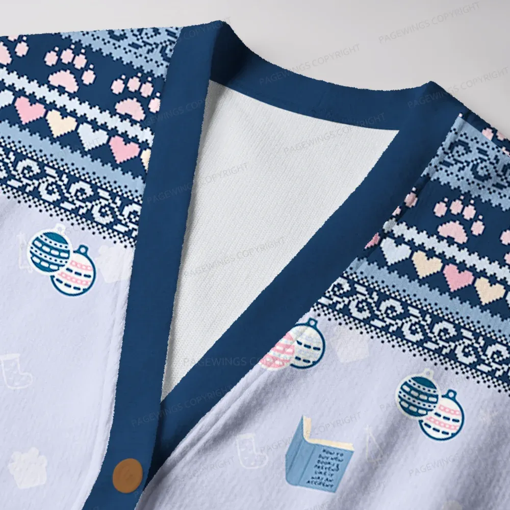 Pagewings Just A Cat Who Loves Reading Unisex Ugly Cardigan Sweaters