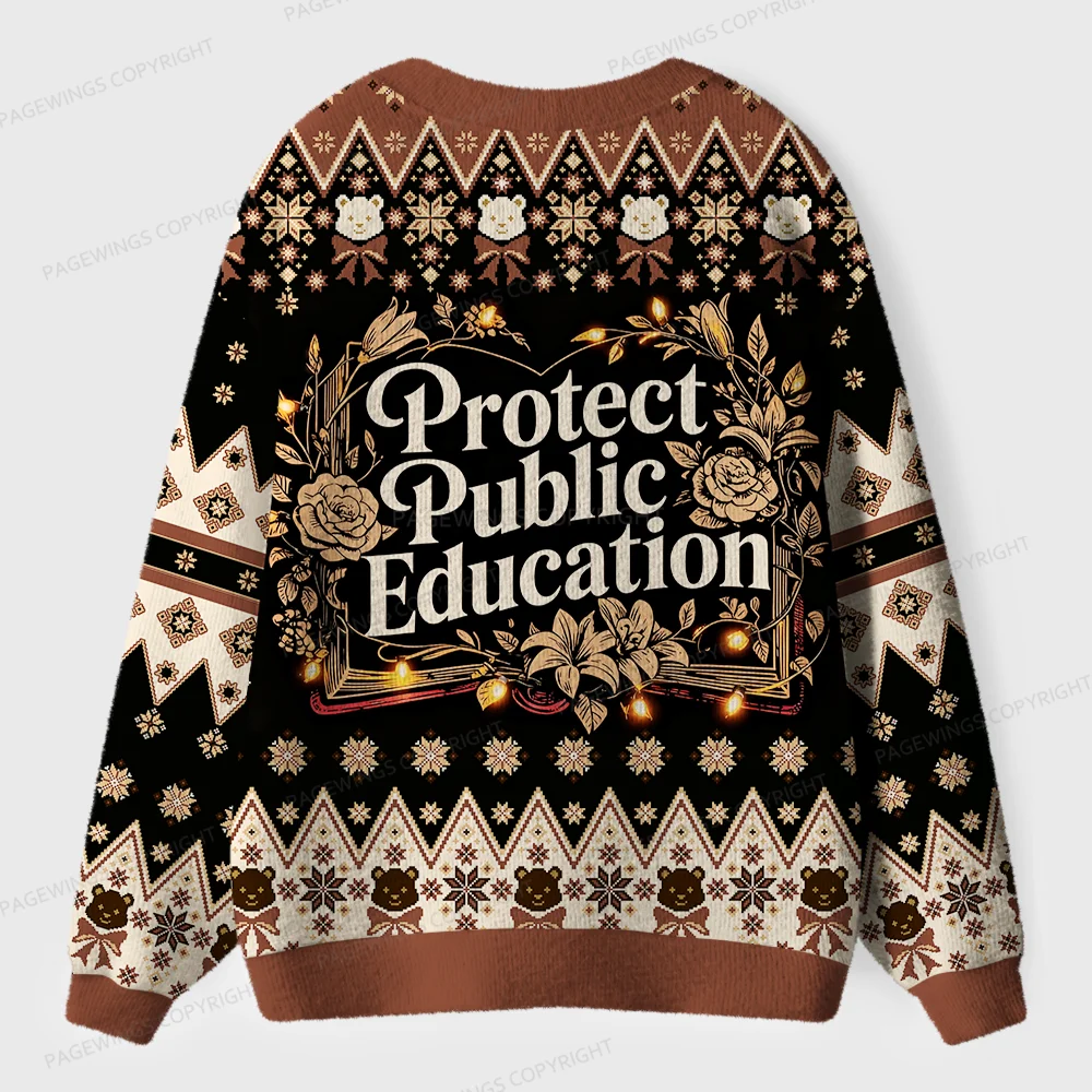 Pagewings Protect Public Education Unisex Ugly Cardigan Sweaters
