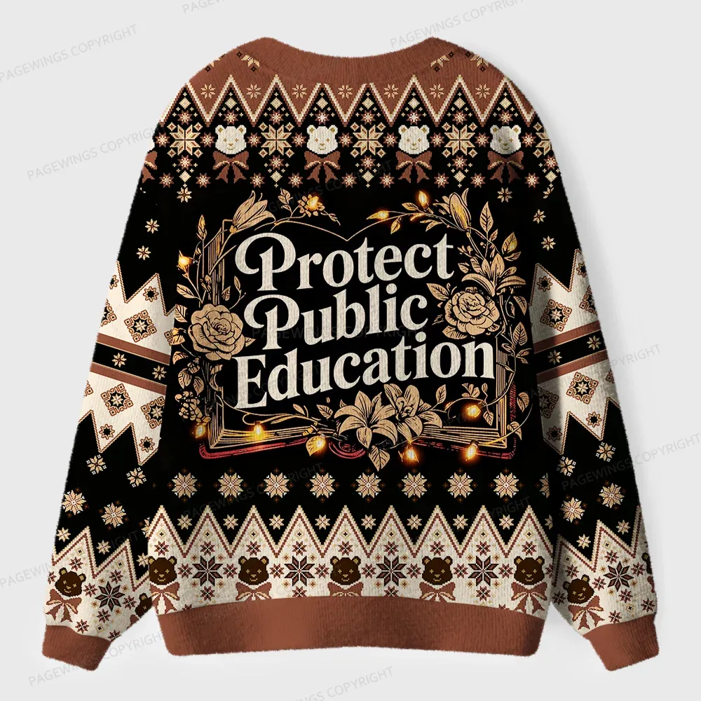 Pagewings Protect Public Education Unisex Ugly Cardigan Sweaters
