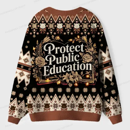 Pagewings Protect Public Education Unisex Ugly Cardigan Sweaters