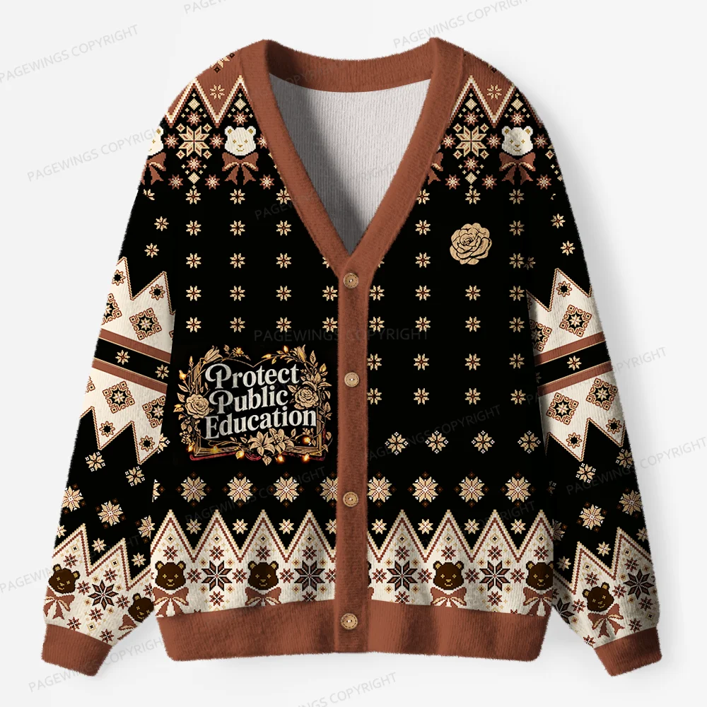 Pagewings Protect Public Education Unisex Ugly Cardigan Sweaters