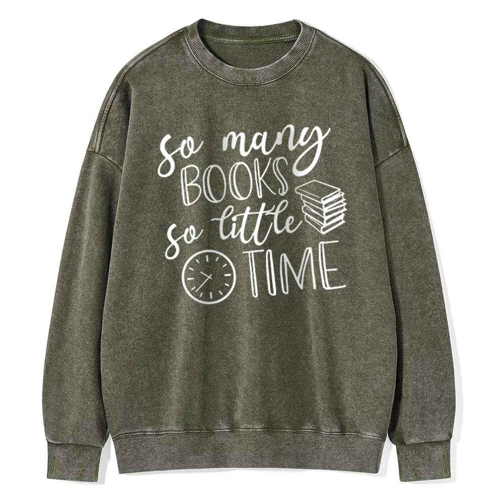 Pagewings So Many Books So Little Time Unisex Washed Sweatshirt