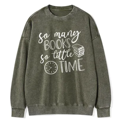 Pagewings So Many Books So Little Time Unisex Washed Sweatshirt