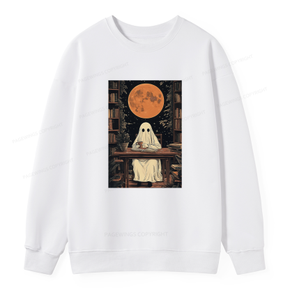 Pagewings Halloween Ghost Books Coffee Unisex Classic Sweatshirt