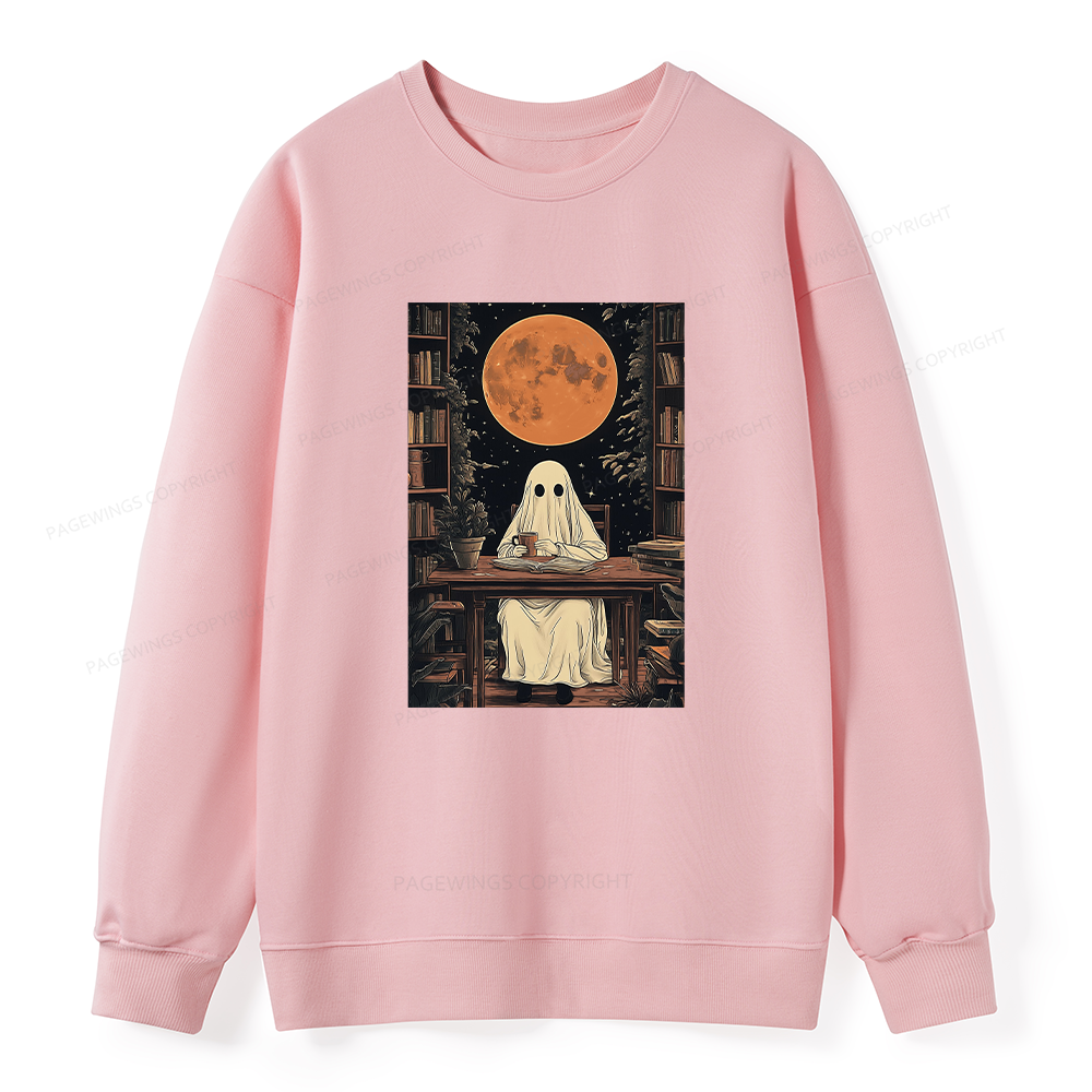 Pagewings Halloween Ghost Books Coffee Unisex Classic Sweatshirt