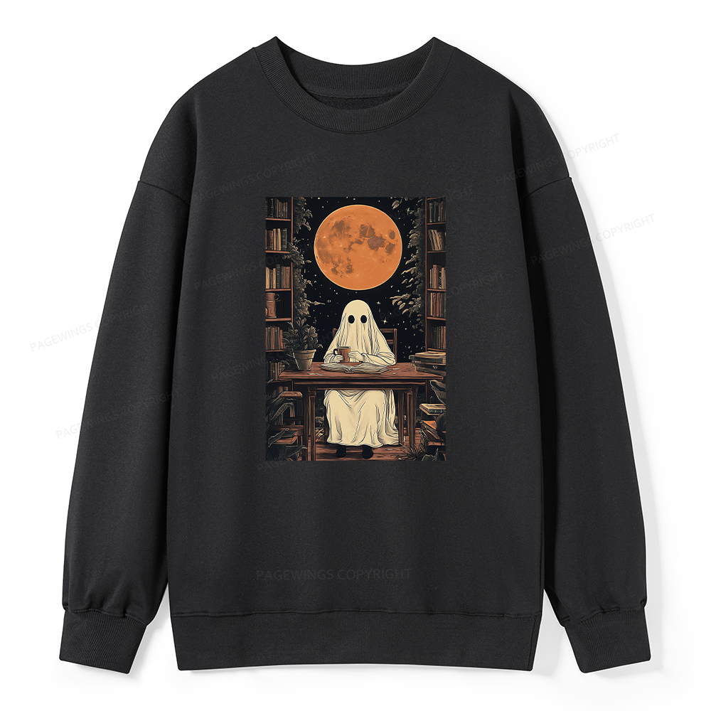 Pagewings Halloween Ghost Books Coffee Unisex Classic Sweatshirt