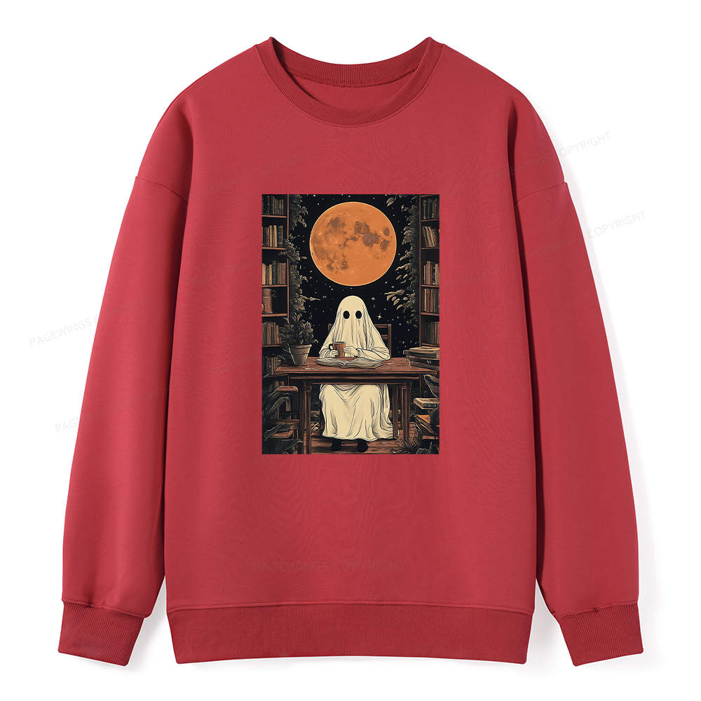 Pagewings Halloween Ghost Books Coffee Unisex Classic Sweatshirt