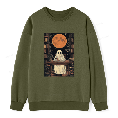 Pagewings Halloween Ghost Books Coffee Unisex Classic Sweatshirt