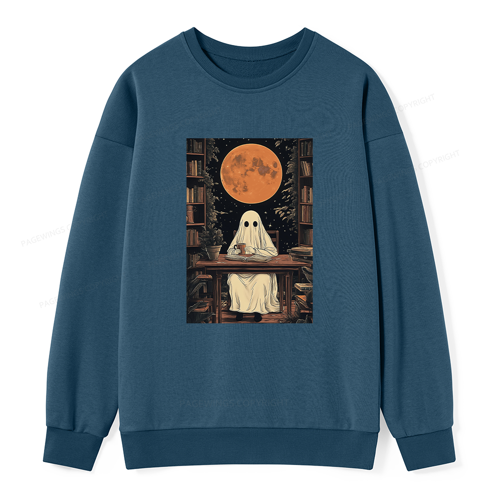 Pagewings Halloween Ghost Books Coffee Unisex Classic Sweatshirt