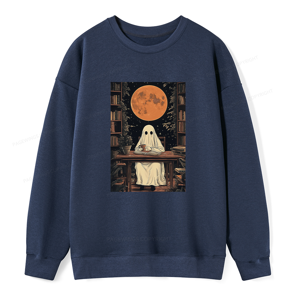 Pagewings Halloween Ghost Books Coffee Unisex Classic Sweatshirt