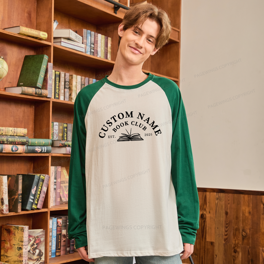 Pagewings Personalized Custom Book Club Long Sleeve Raglan T-shirt