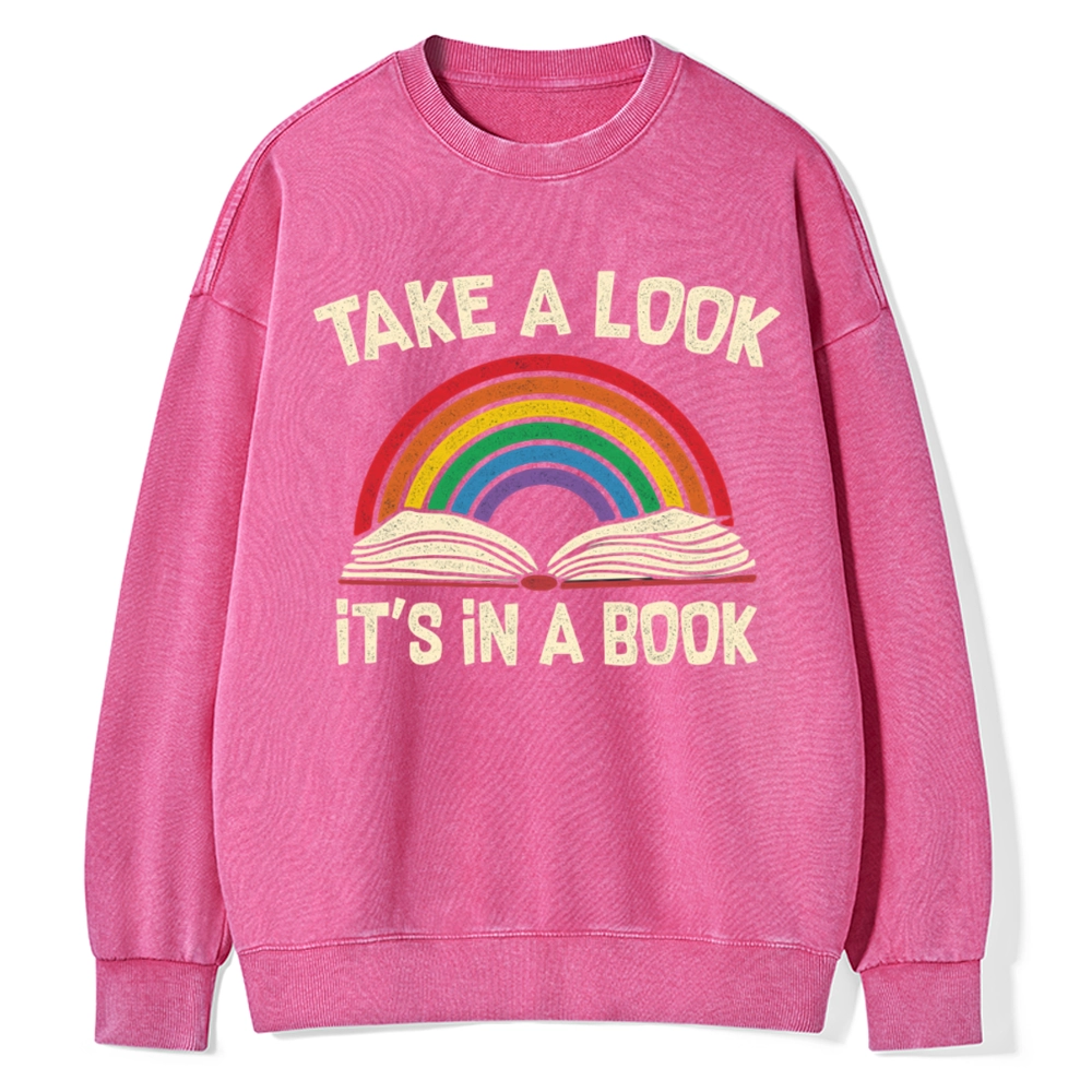 Pagewings Take A Look It's In A Book Unisex Washed Sweatshirt