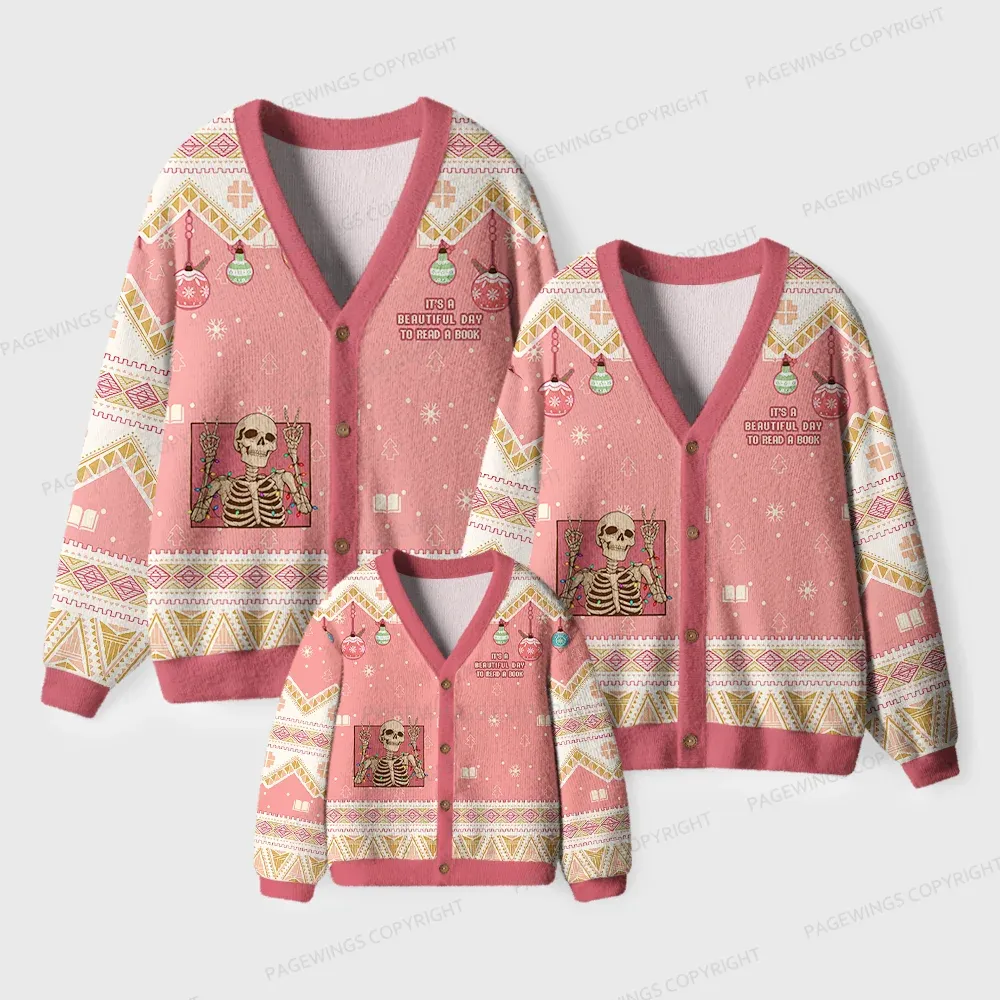 Pagewings It's A Beautiful Day To Read A Book Unisex Ugly Cardigan Sweaters