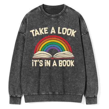 Pagewings Take A Look It's In A Book Unisex Washed Sweatshirt