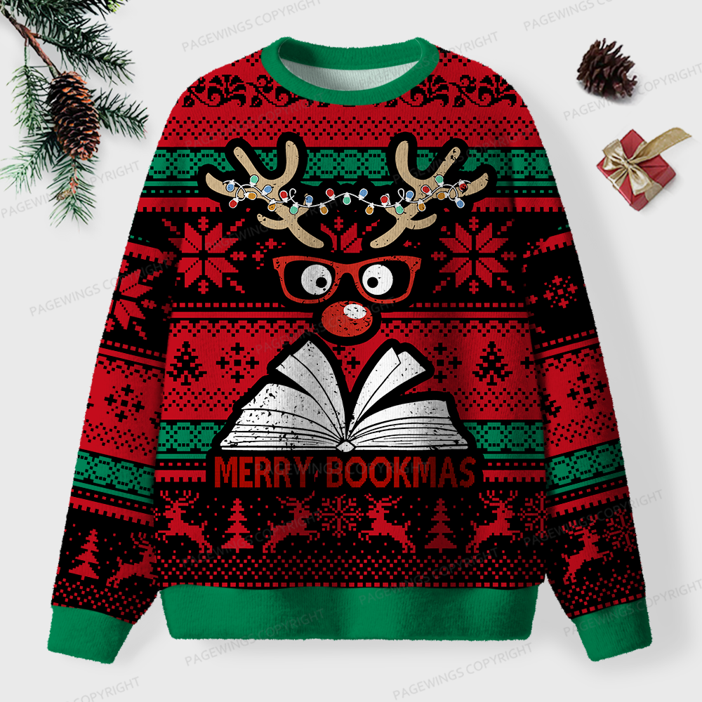 Pagewings Merry Bookmas Unisex Ugly Knit Sweatshirt