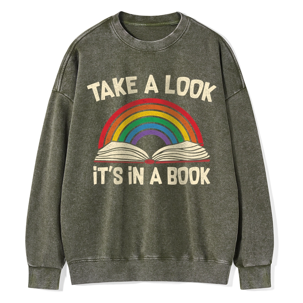 Pagewings Take A Look It's In A Book Unisex Washed Sweatshirt