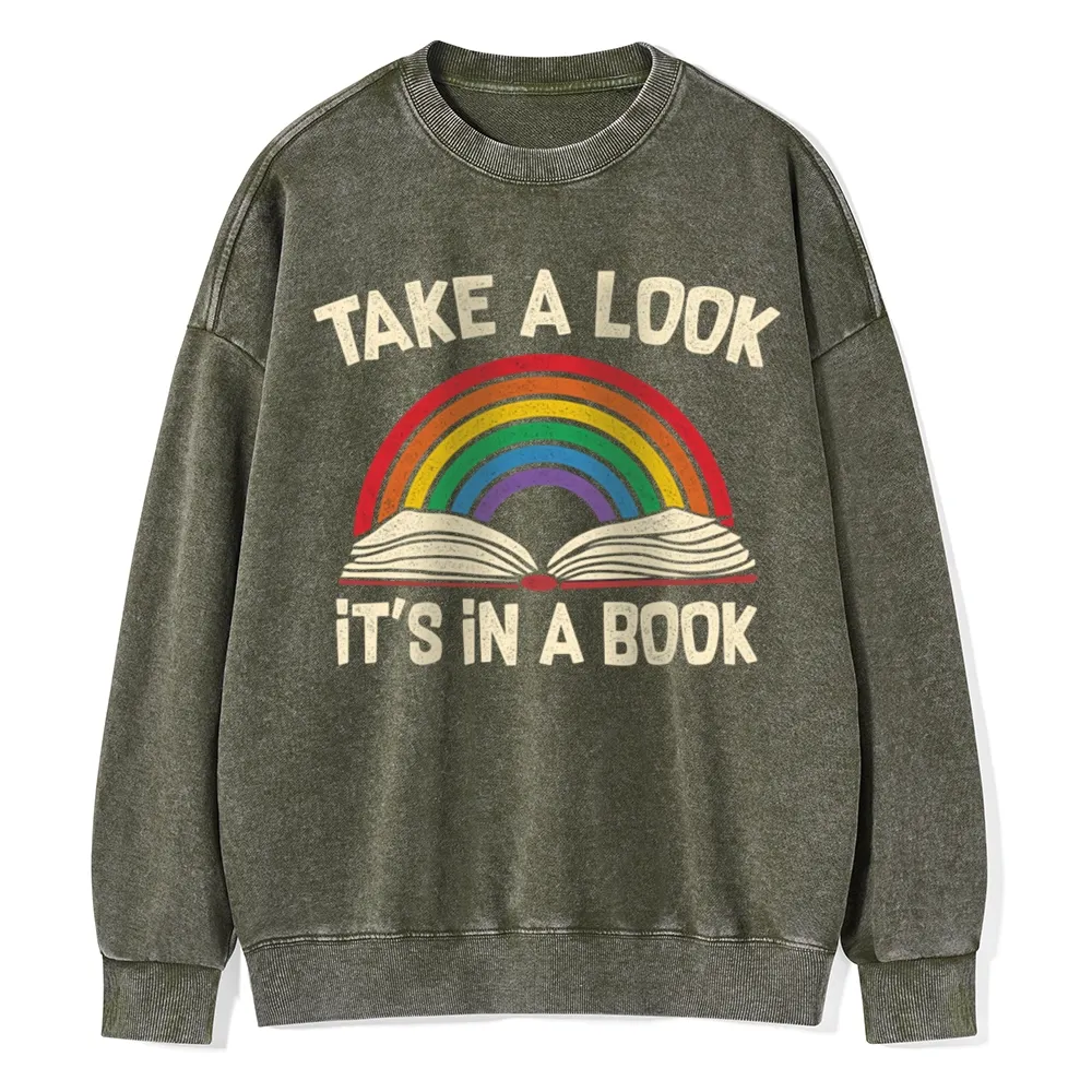 Pagewings Take A Look It's In A Book Unisex Washed Sweatshirt