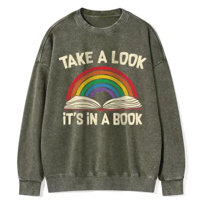 Pagewings Take A Look It's In A Book Unisex Washed Sweatshirt