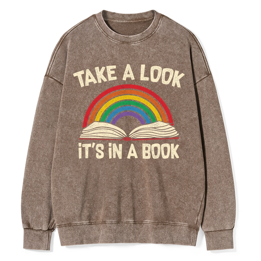 Pagewings Take A Look It's In A Book Unisex Washed Sweatshirt