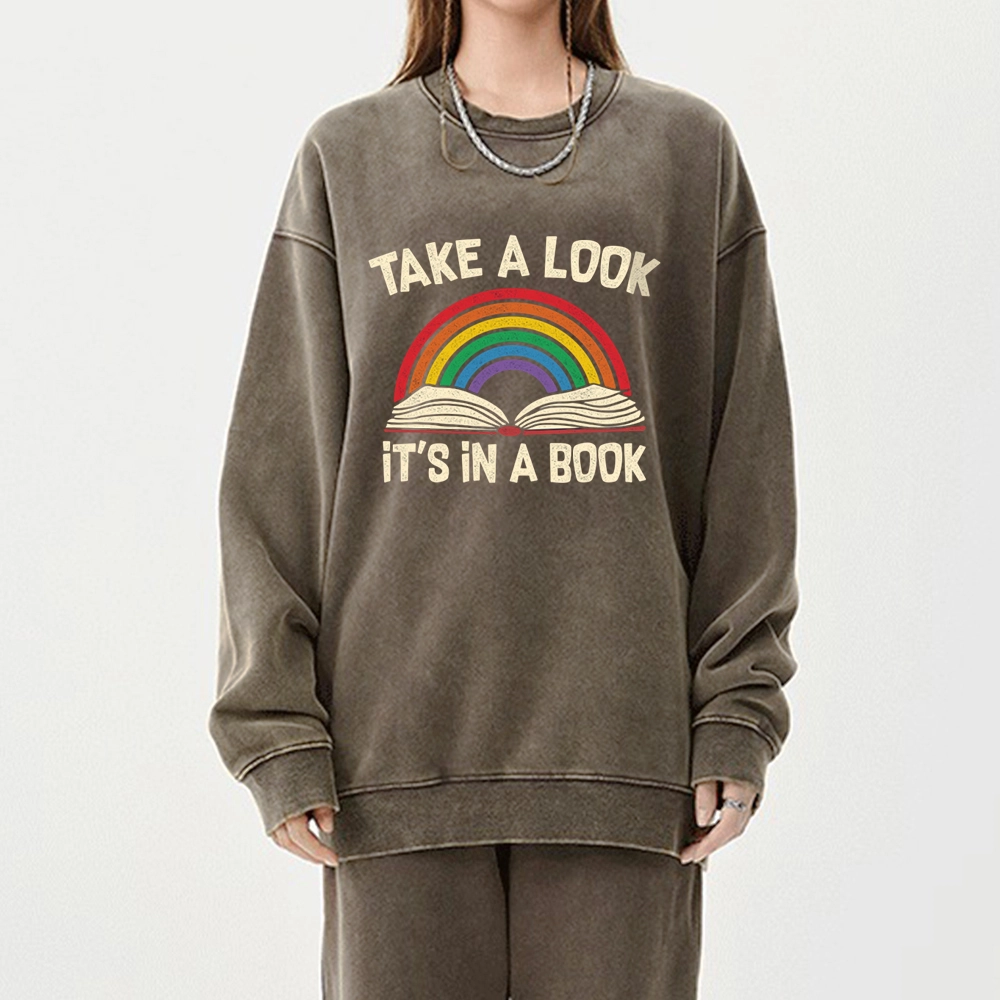 Pagewings Take A Look It's In A Book Unisex Washed Sweatshirt