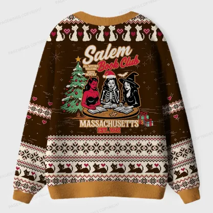 Pagewings Salem Book Club Massachusetts Unisex Ugly Cardigan Sweaters